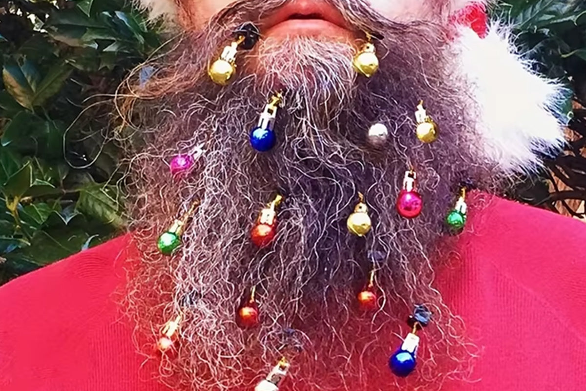12Pcs Beard Baubles Ornaments Mini Gingle Bells Mustache Christmas Decoration