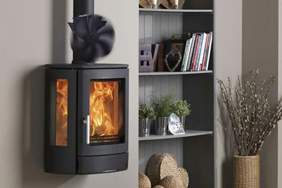 Heat Powered Fireplace Fan Eco-Friendly Stove Fan with Thermometer