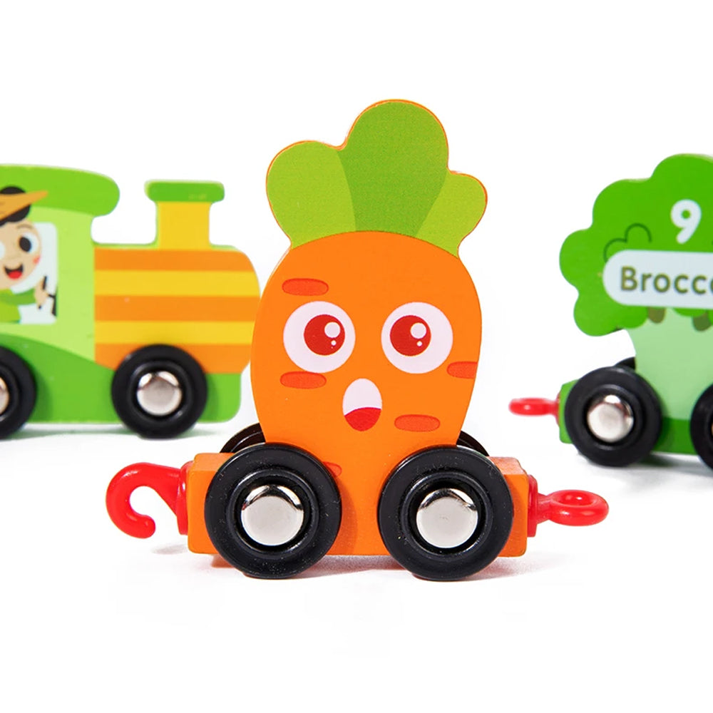 Wooden Number Train Toy Set Early Educational Toys-Fruit and Vegetable