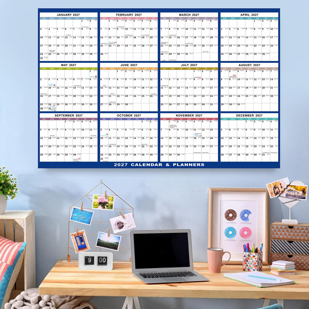 2027 Double Sided Dry Erase Wall Planner Calendar 88 x 59cm