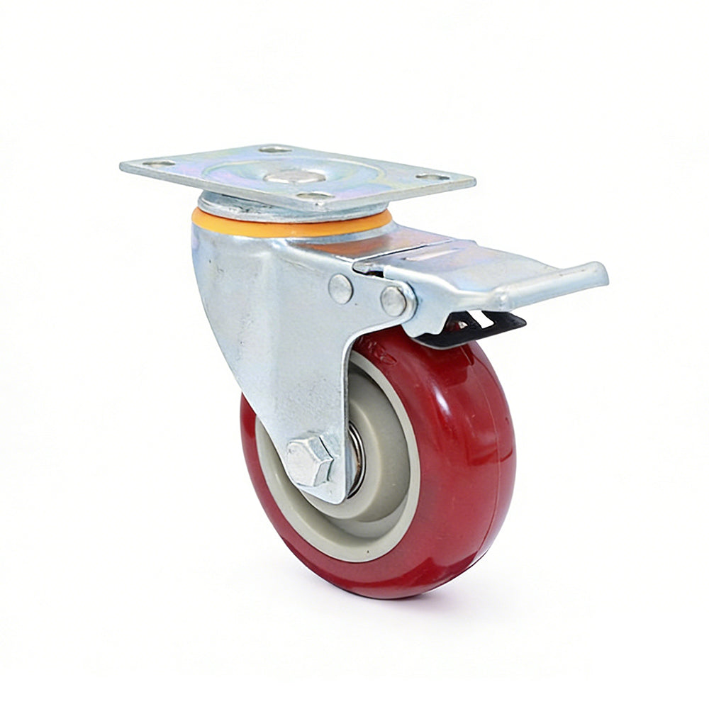 2XPolyurethane Caster Wheels with Brake Swivel Casters 3/4/5 Inch for Hand Trucks