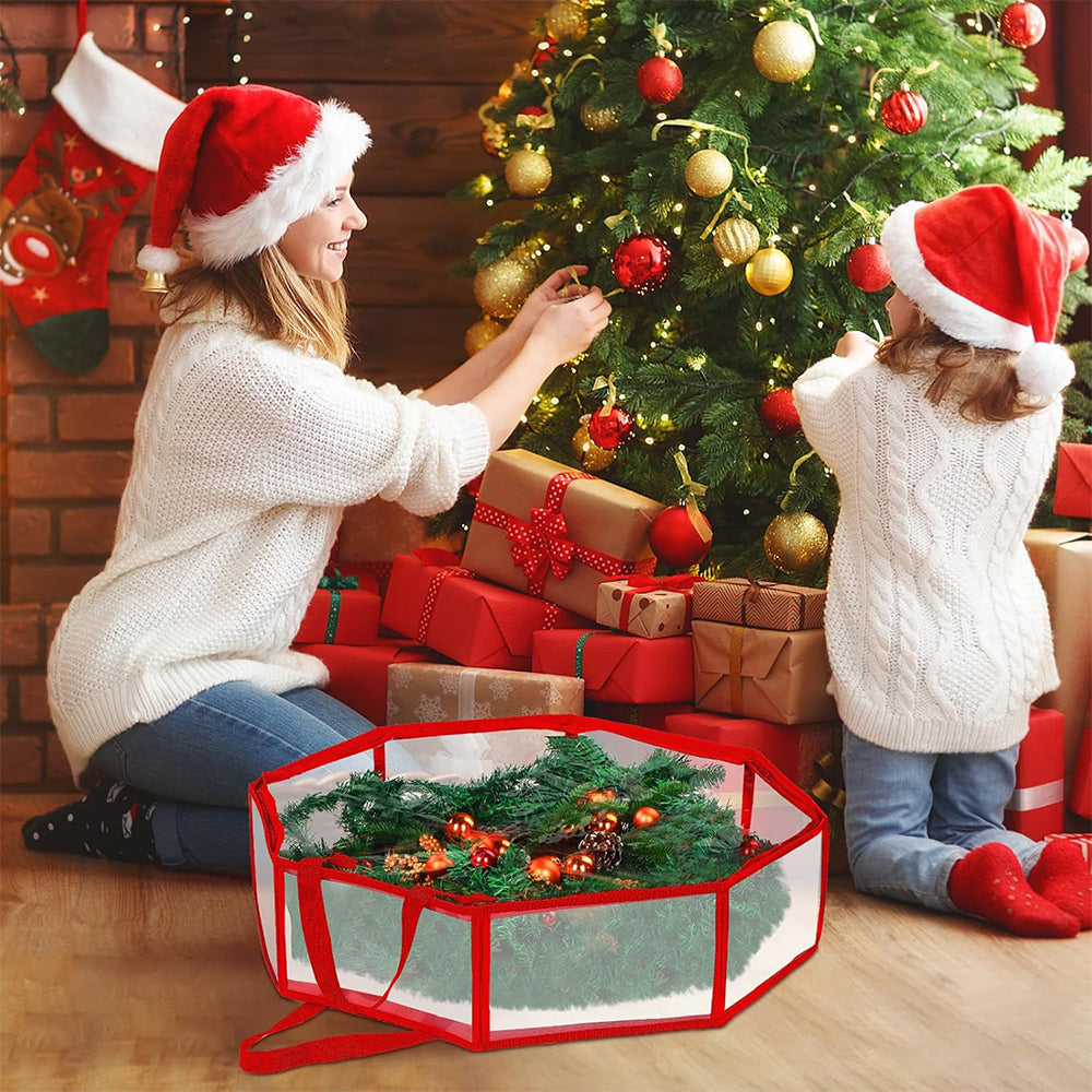76CM Christmas Door Wreath Decoration Storage Bag Clear Xmas Bag For Garland