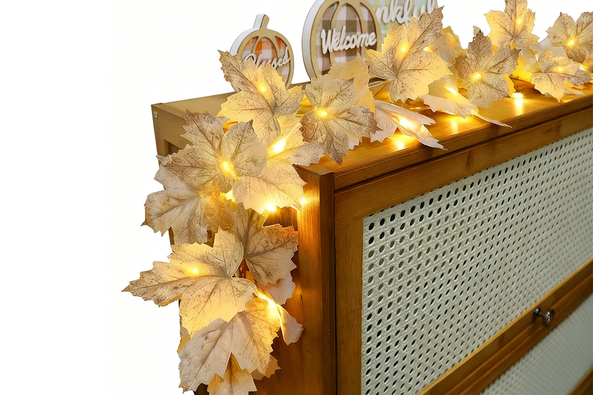 LED Maple Leaves Garland with Lights Fall Decorations for Home Christmas
