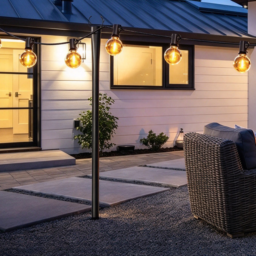 Outdoor Metal String Light Pole Garden Patio Support Stake