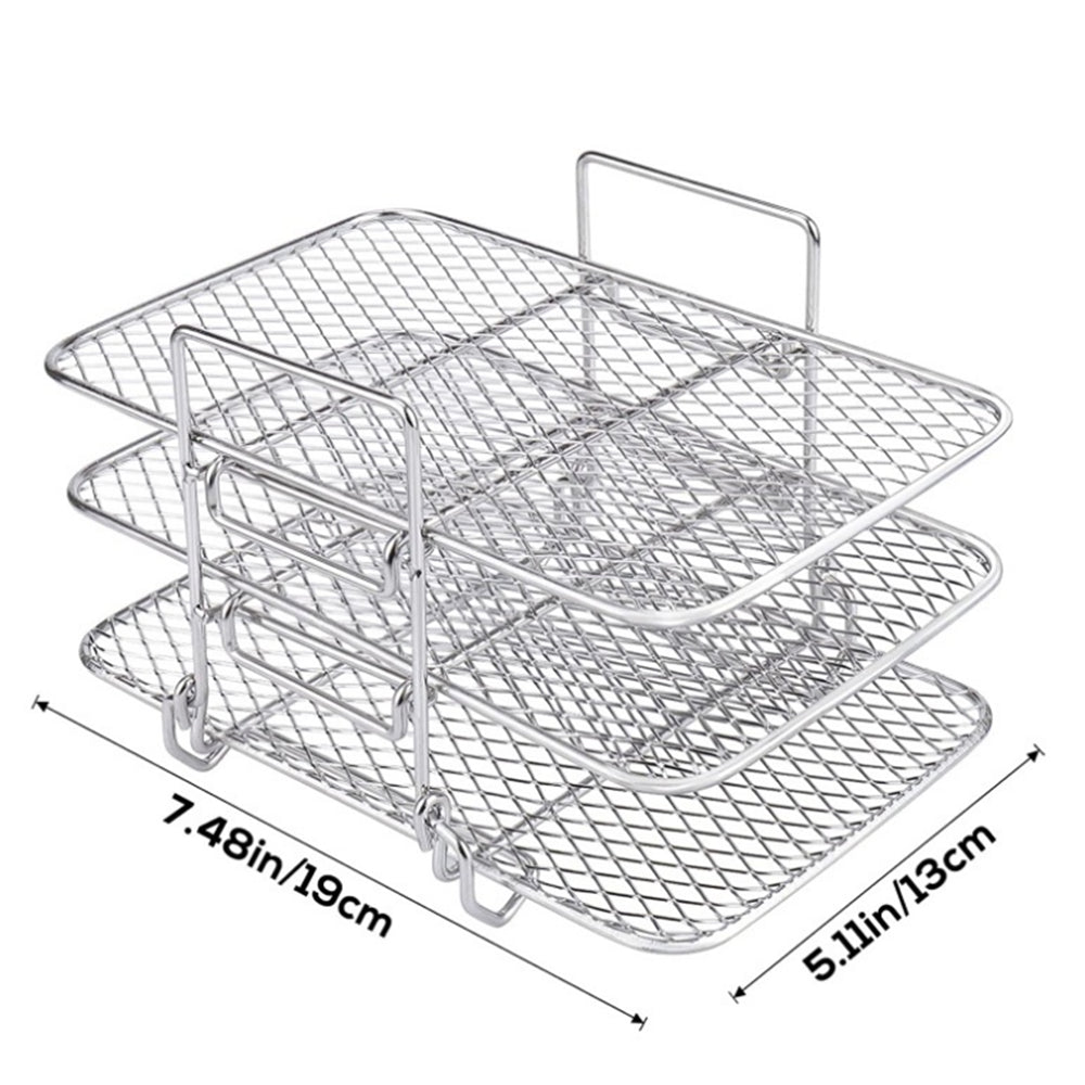 2Pcs Multi-layered Stainless Steel Air Fryer Rack Compatible with Ninja DZ201 DZ401
