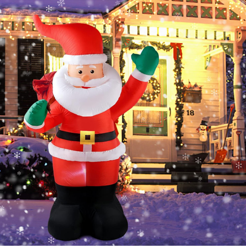 Self-Inflatable Running Santa Claus With Remote Control Christmas Inflatables Outdoor Decoration