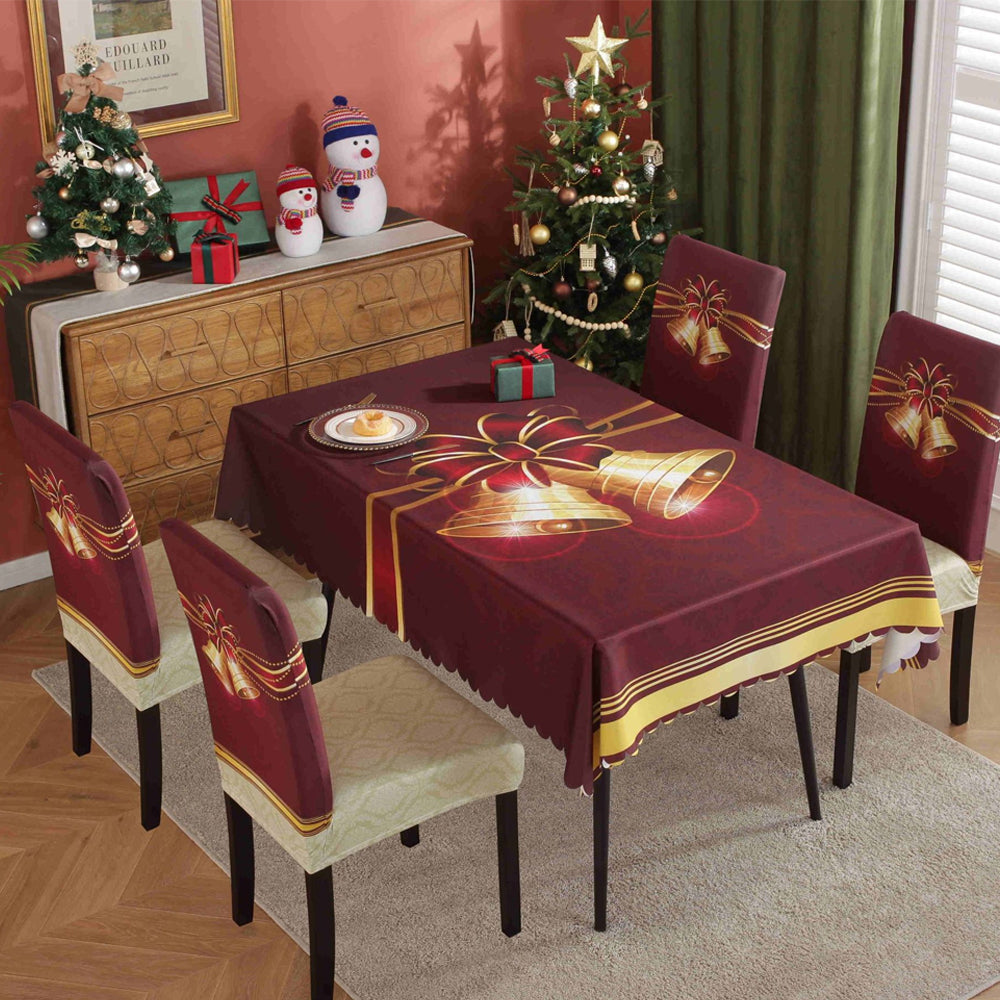 Christmas Tablecloth with 4 Chair Cover-Christmas bell