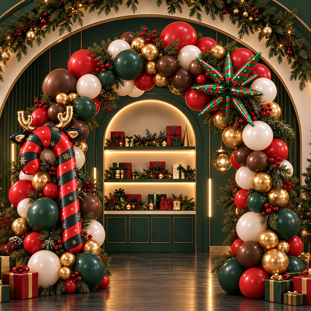 114 Pcs Christmas Balloon Arch Garland Kit with Red Green Foil Balloons