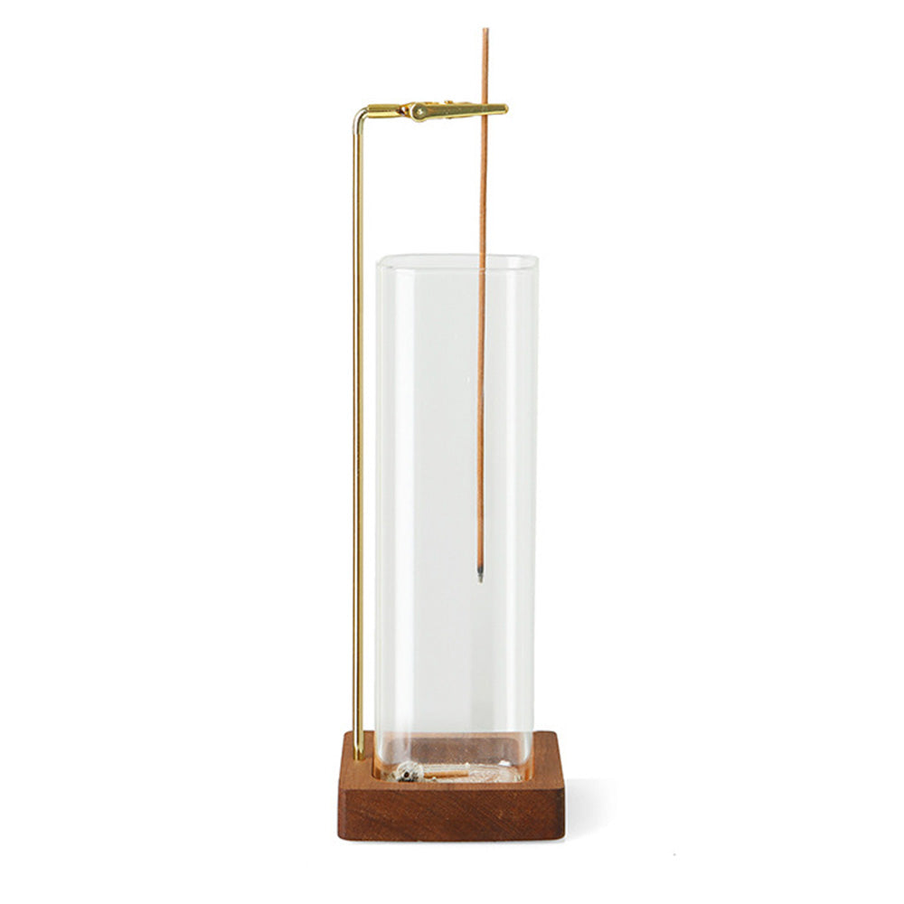 Wooden Incense Holder For Sticks With Glass Ash Catcher Anti-ash Incense Burner
