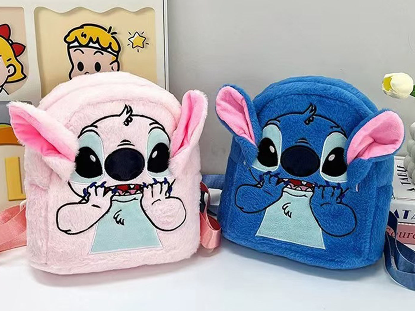 Stitch Inspired Furry Plush Backpack