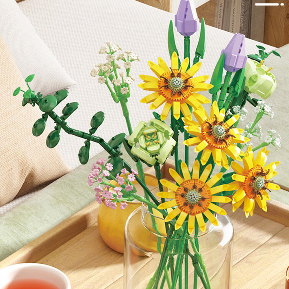 Artificial Flower Blocks Kids Building Toys DIY Bouquet Block Toys