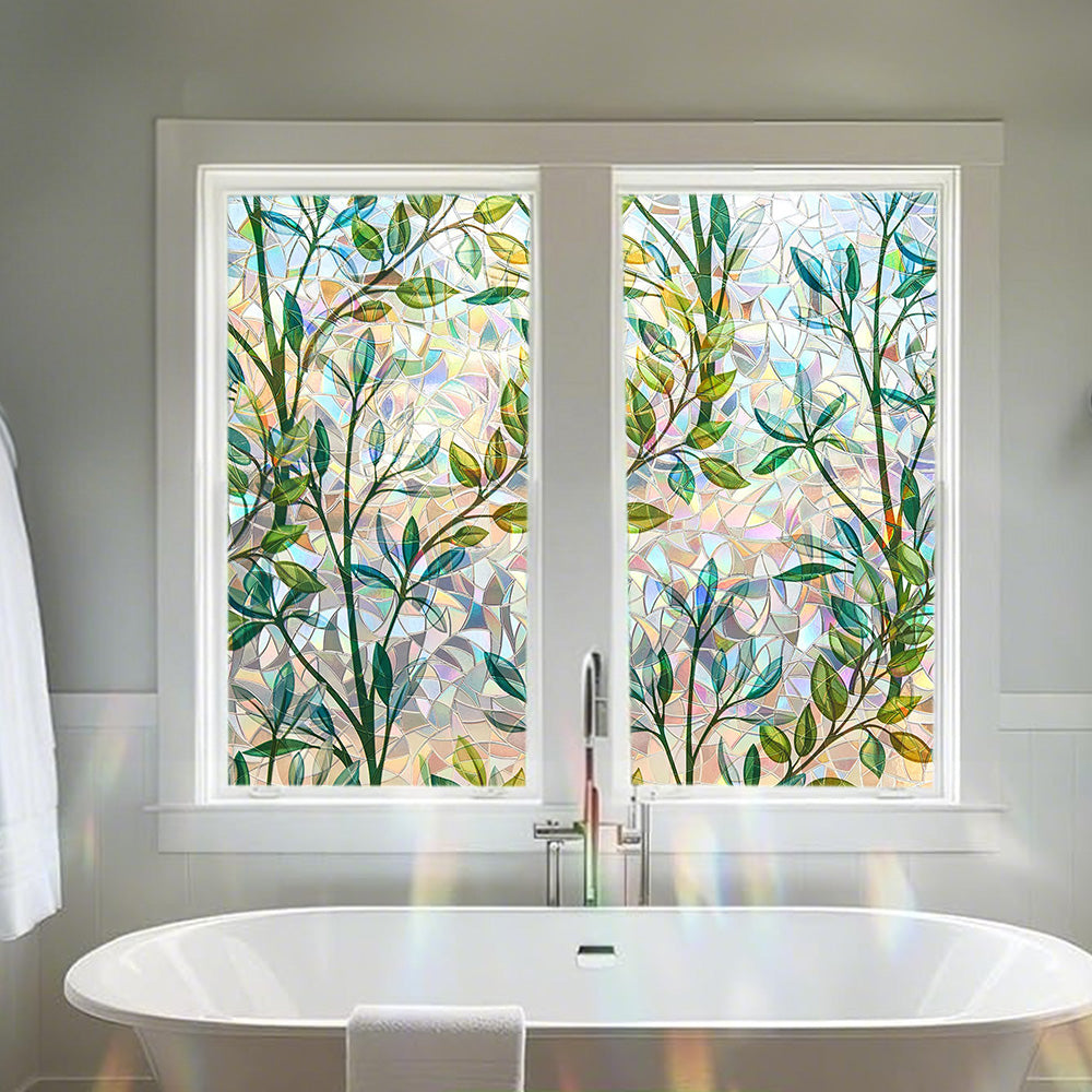 Rainbow Window Privacy Film Stain Glass Window Film For Day Night Privacy Protection