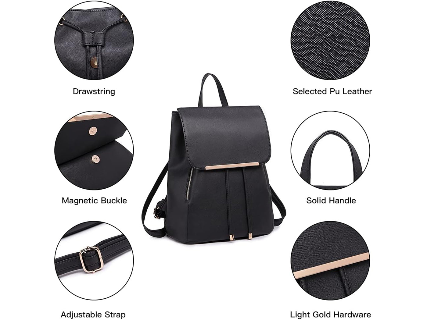 Womens PU Leather Fashion Backpacks