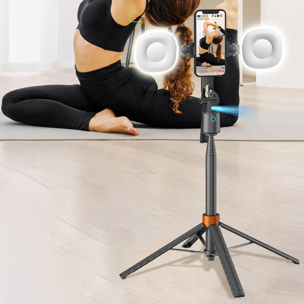 AI Face Tracking Selfie Stick Tripod 360 Auto Tracking Phone Stand with Light