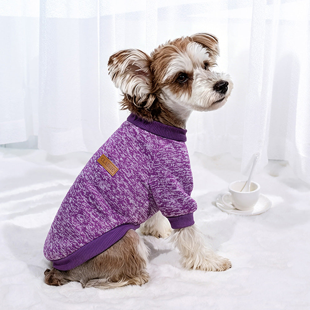 Dog Sweatshirt Pullover Classic Round Neck Soft Clothes for Small Medium Dogs Cats-Purple