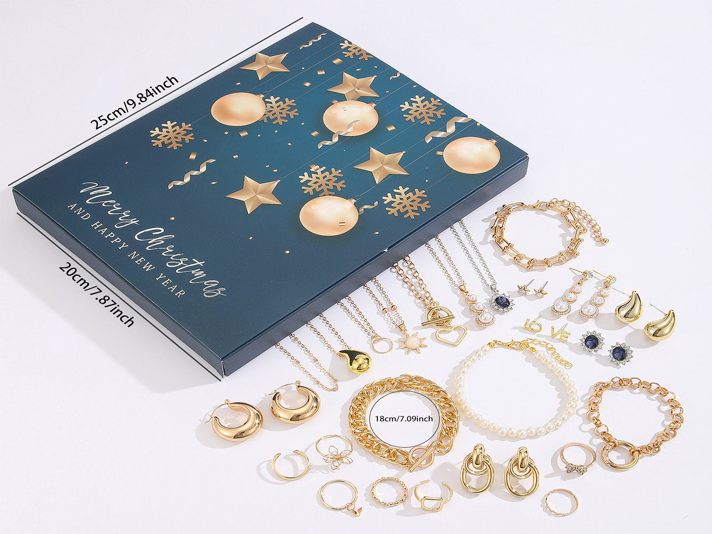 24 Days Countdown Jewelry Christmas Advent Calendar Bracelets Necklaces Earings Kit