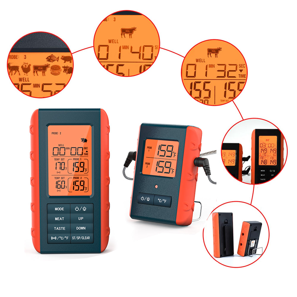 Wireless Digital Meat Thermometer with 2 Probes for Grilling and Smoking
