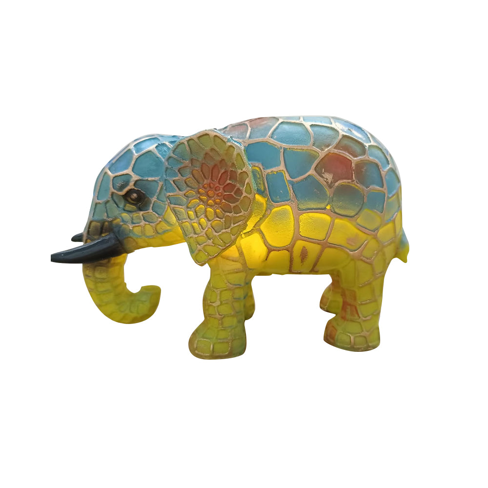 Stained Painting Glass-Like Animal Table Lamp Resin Night Light-Elephant