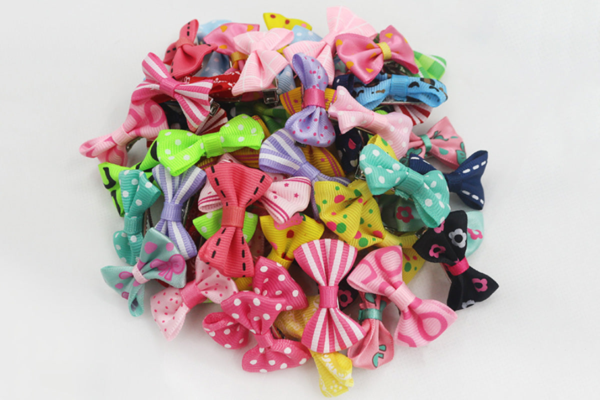60PCS Pet Bowknot Hair Bow With Clips For Pet Grooming Decoration