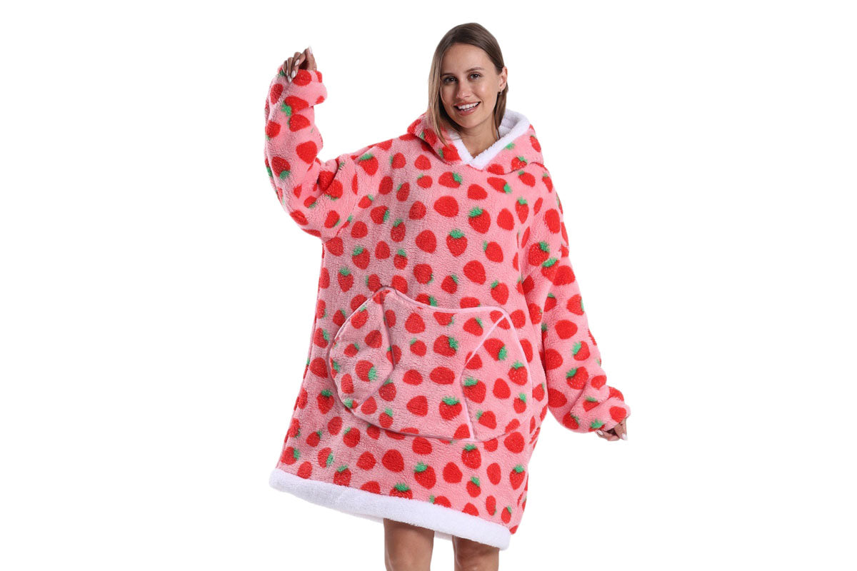 Wearable Blanket Hoodie Oversized Plush Fleece Hooded Blanket
