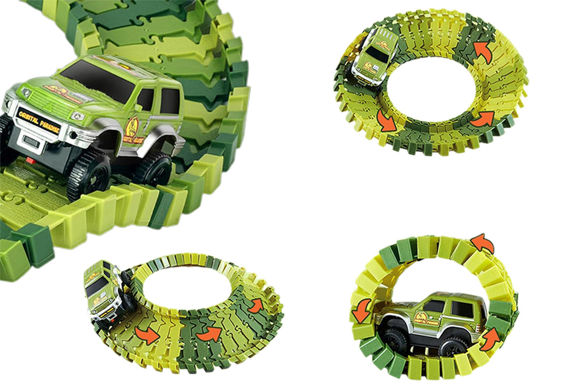 Dinosaur Track Toys Dinosaur Race Car Track DIY Puzzle Building Set