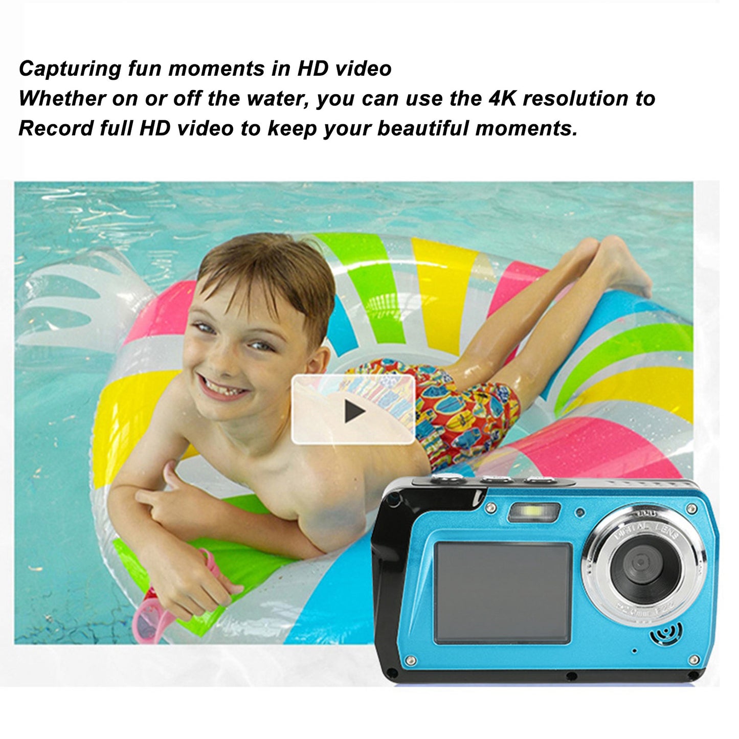 Underwater Camera 4K 56MP 16X Zoom Dual Screens 1700mAh Waterproof Digital Camera