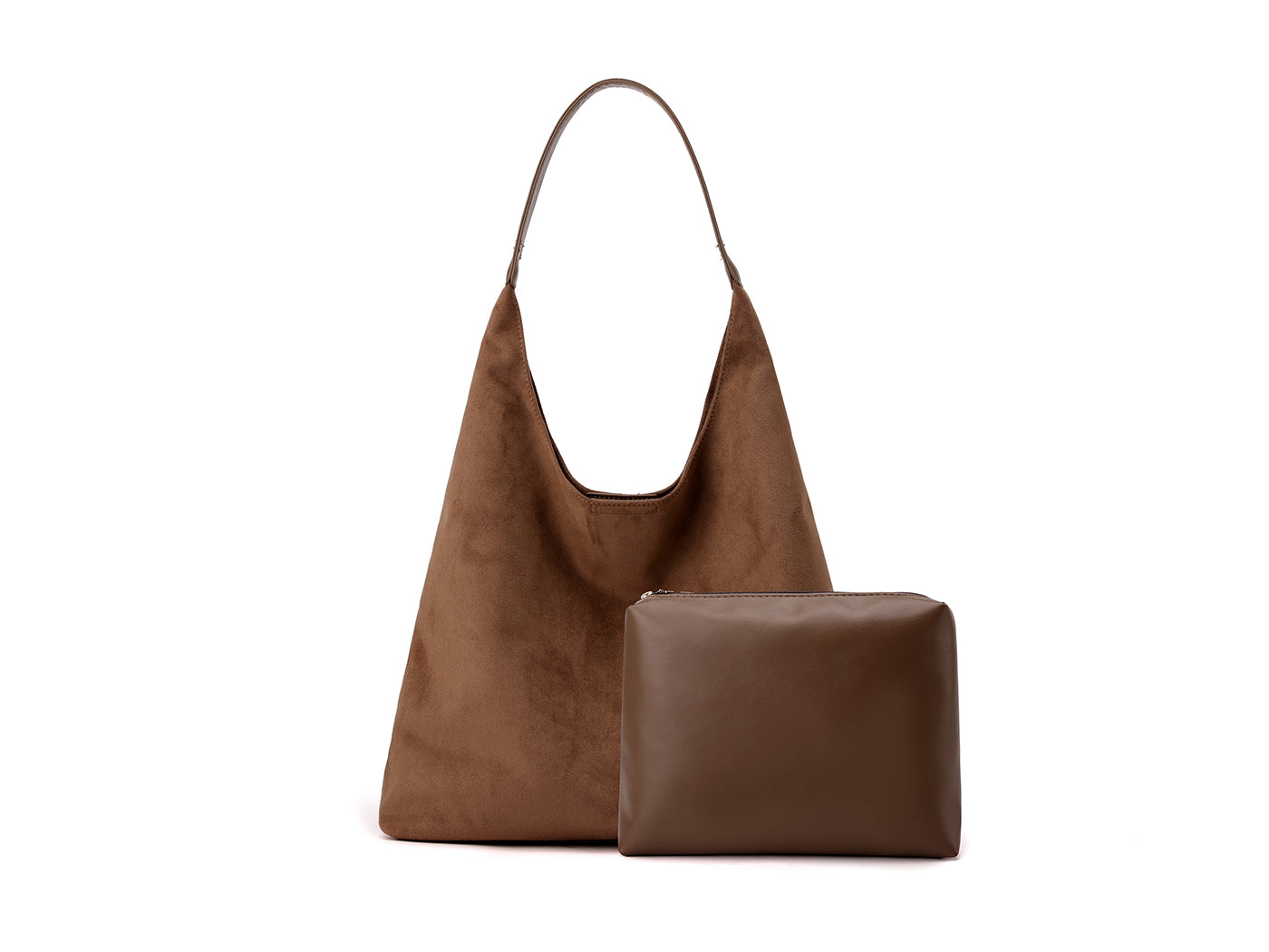 Women's Faux Suede Vintage Tote Hobo Handbag with A Purse