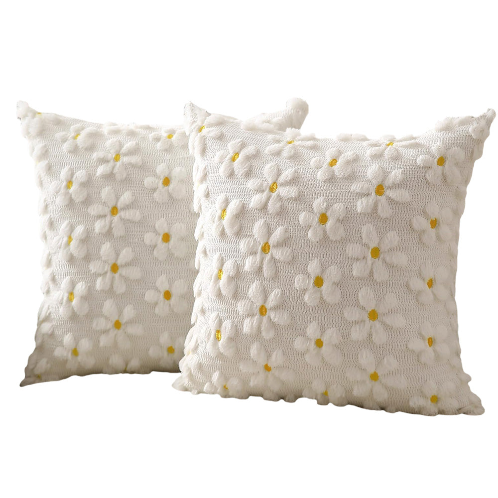 2Pcs Spring Floral Throw Pillow Covers for Couch Sofa Bed Square Cushion Cases-Sunflowers