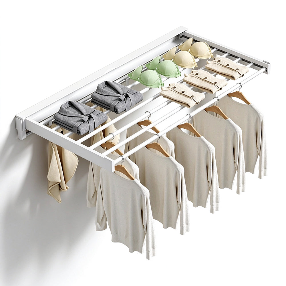 Foldable Wall Mounted Aluminum Clothes Drying Rack with Seven Rods