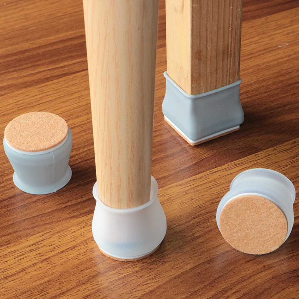 32-Pack Silicone Chair Leg Floor Protectors Table Feet Caps with Felt(Grey/Round)