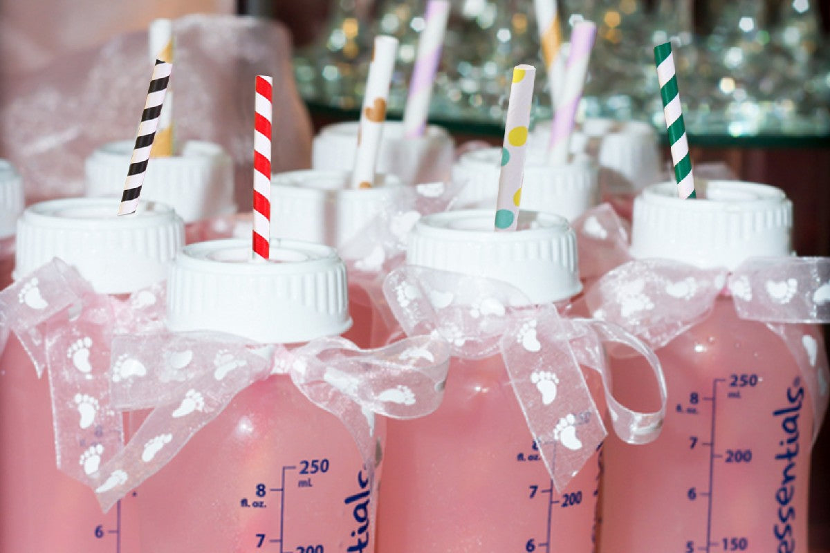 200 Pieces of Biodegradable Disposable Drinking Straws with Colourful Pattern