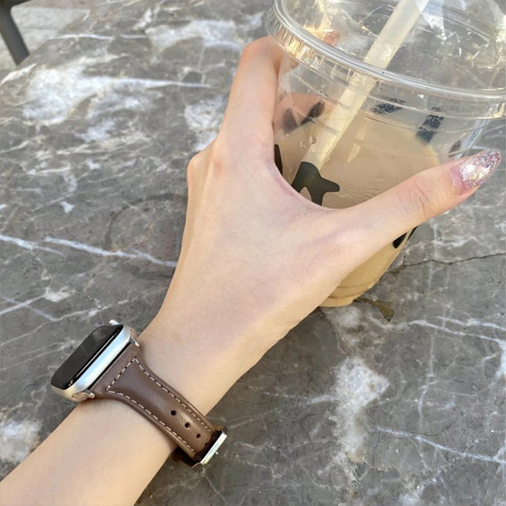 Women Leather Watch Band Compatible with Apple iWatch 7 Series