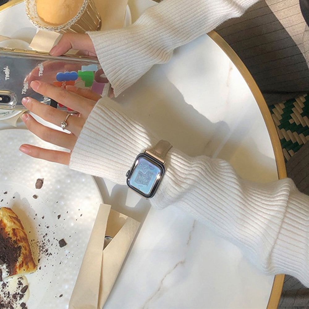 Women Leather Watch Band Compatible with Apple iWatch 7 Series