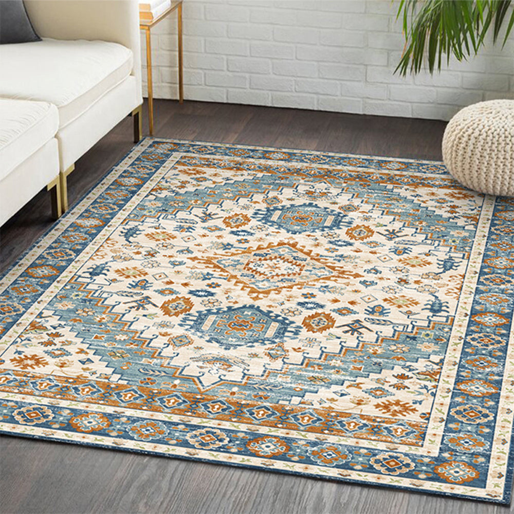 Retro Persian Printed Floor Carpet-Blue and white murals