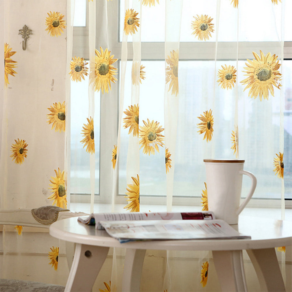 Pair of Floral Sunflower Window Curtains