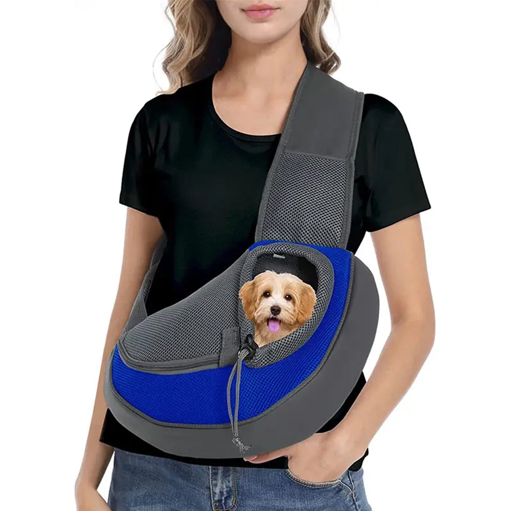 Pet Sling Carrier Bag with Phone Holder Cat Carrier Dog Carrier-Blue