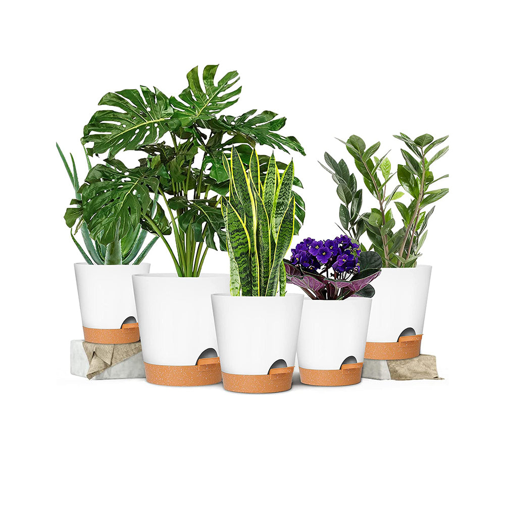 Set of 6Pcs Self Watering Planters Nursery Plant Pots with Drainage Hole for Indoor Outdoor Plants