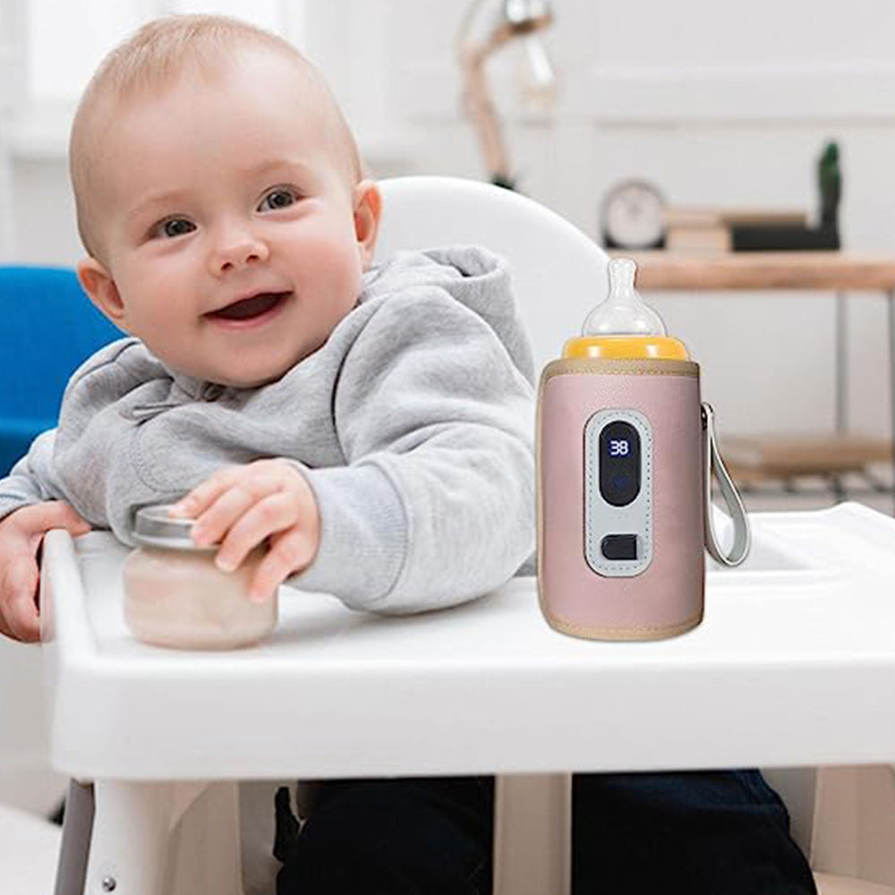 USB Digital Display Kids Travel Milk Warmer Bottle with 5-Speed Temperature