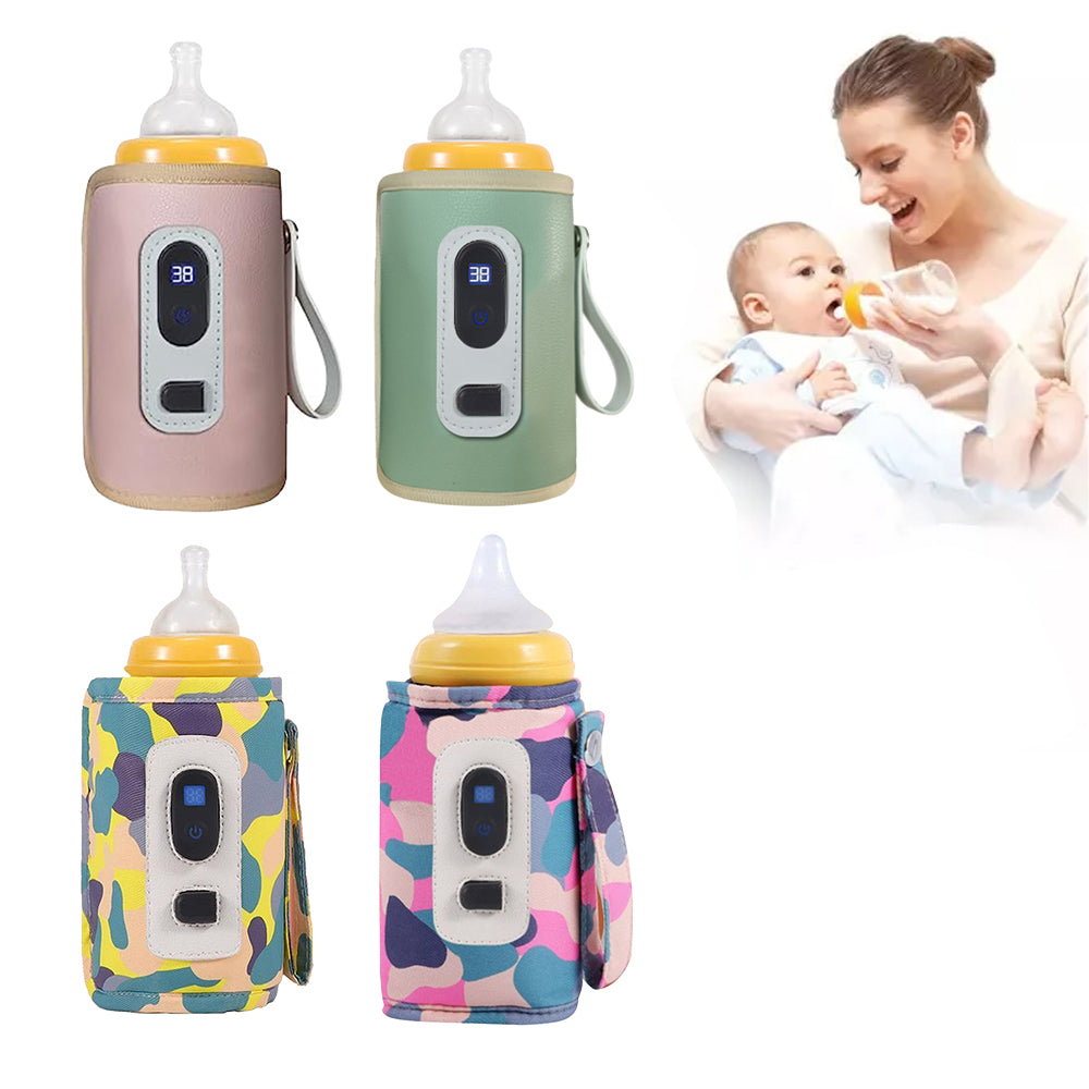 USB Digital Display Kids Travel Milk Warmer Bottle with 5-Speed Temperature