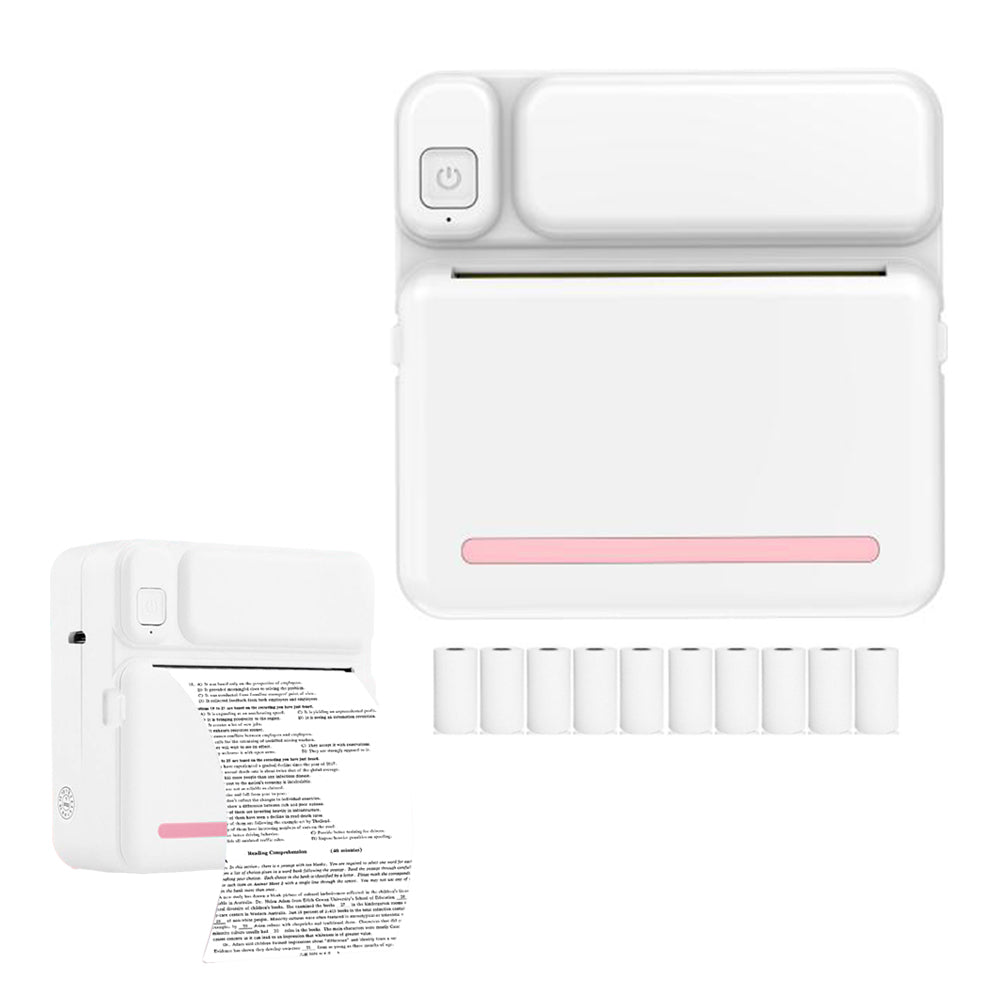 Portable Wireless Thermal Mini Phone Photo Printer With Rolls Paper Notes