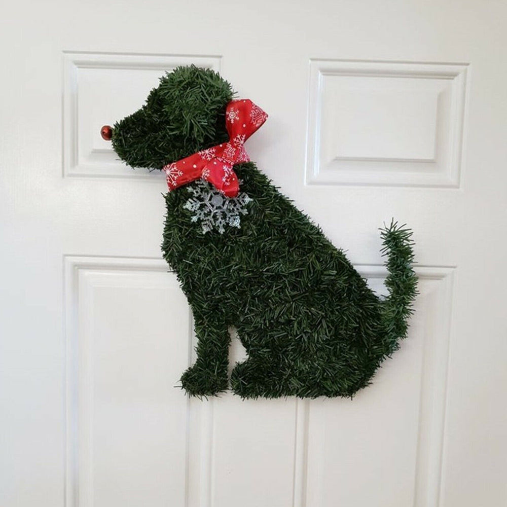 Dog Shaped Christmas Wreath-Dog with Snowflake Ornament