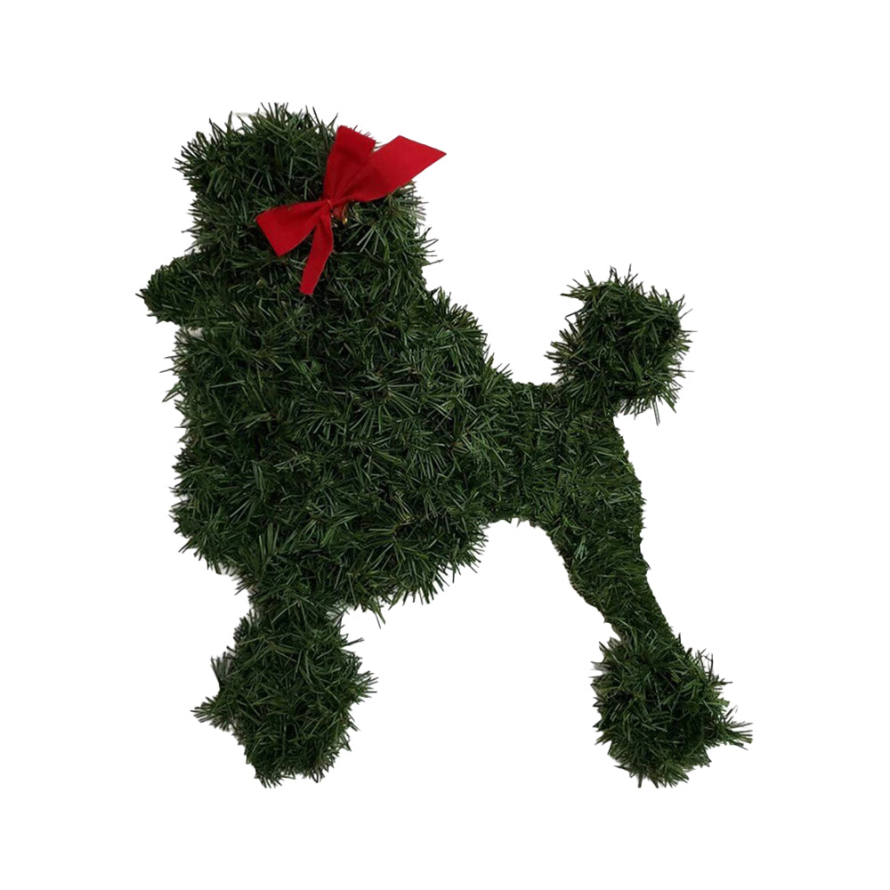 Dog Shaped Christmas Wreath-Dog with Red Bow
