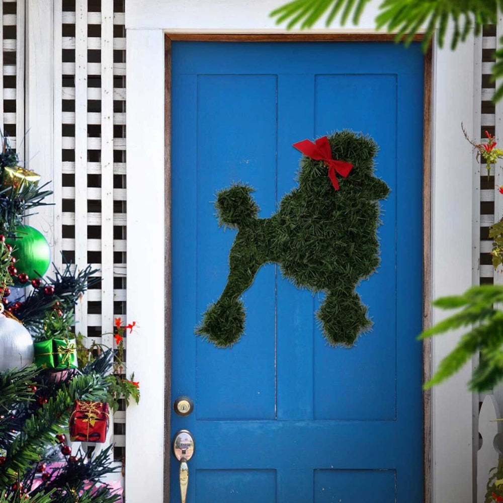 Dog Shaped Christmas Wreath-Dog with Red Bow