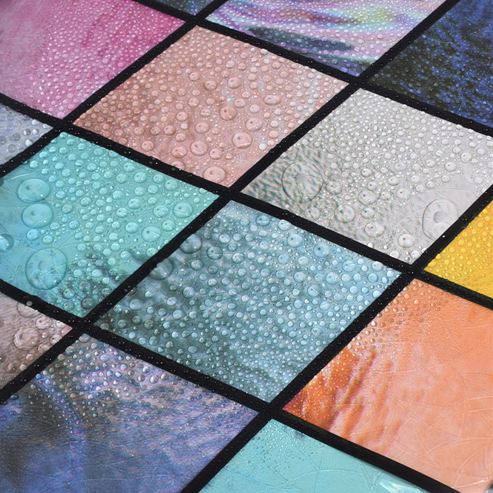 Static Cling Rainbow Lattice Glass Window Film Stained Window Sticker
