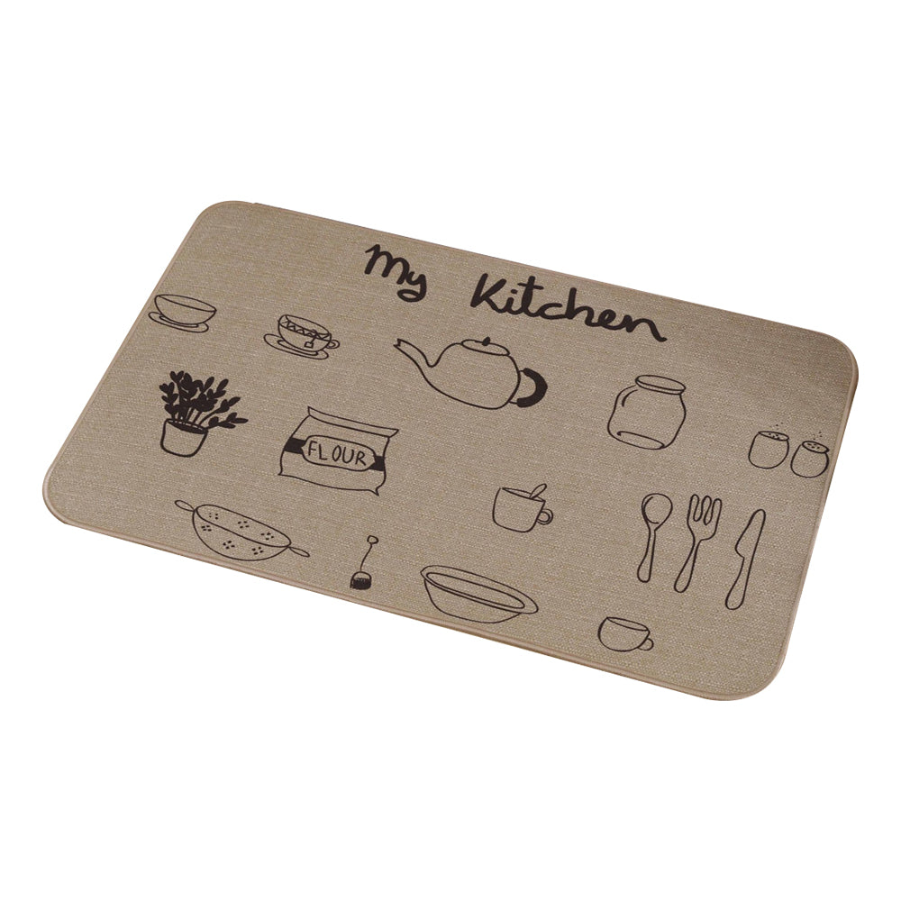 40x60cm Linen Entrance Door Mat Kitchen Non-Slip Rubber Mat-Cooking Tools