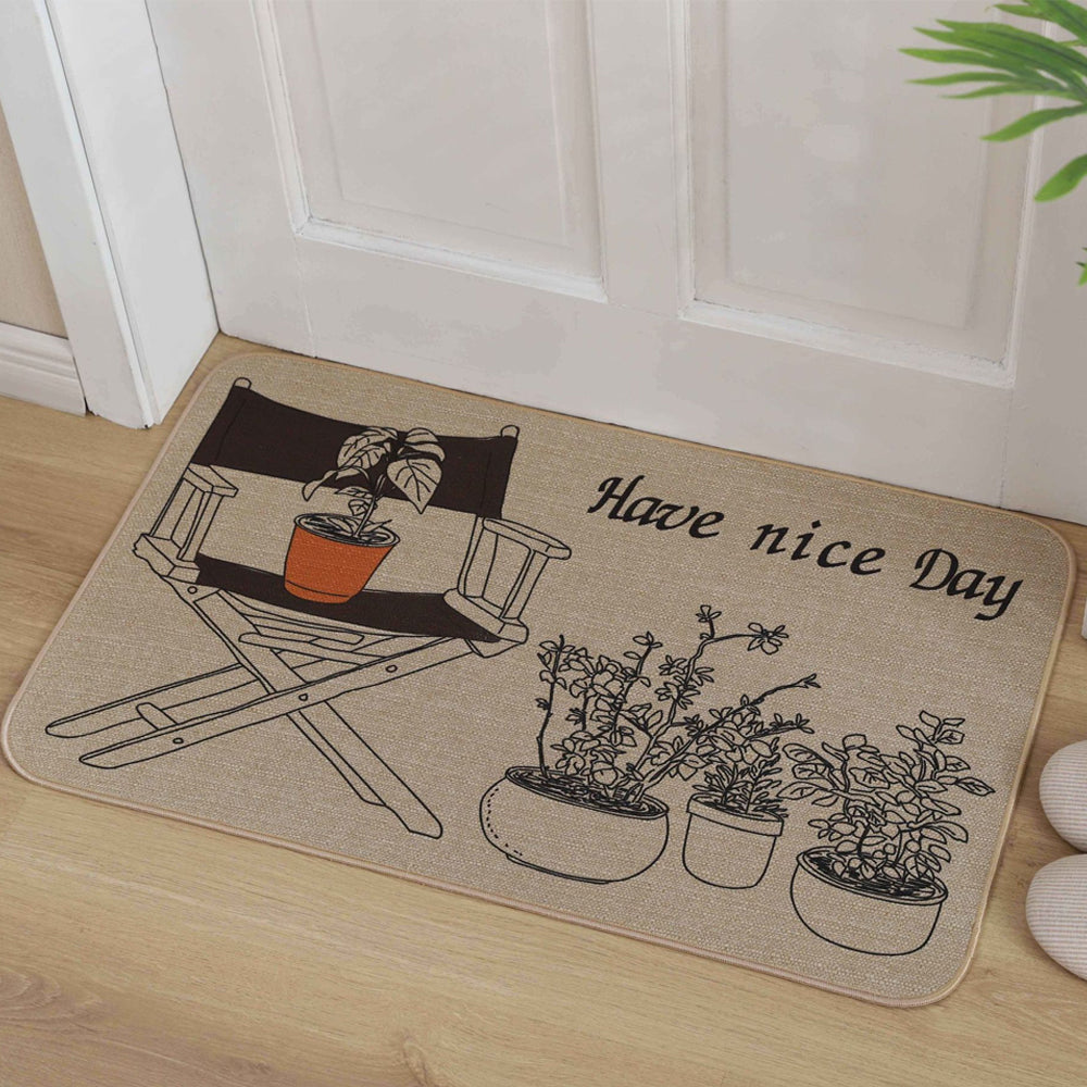 40x60cm Linen Entrance Non-Slip Door Mat-Chair Patterns
