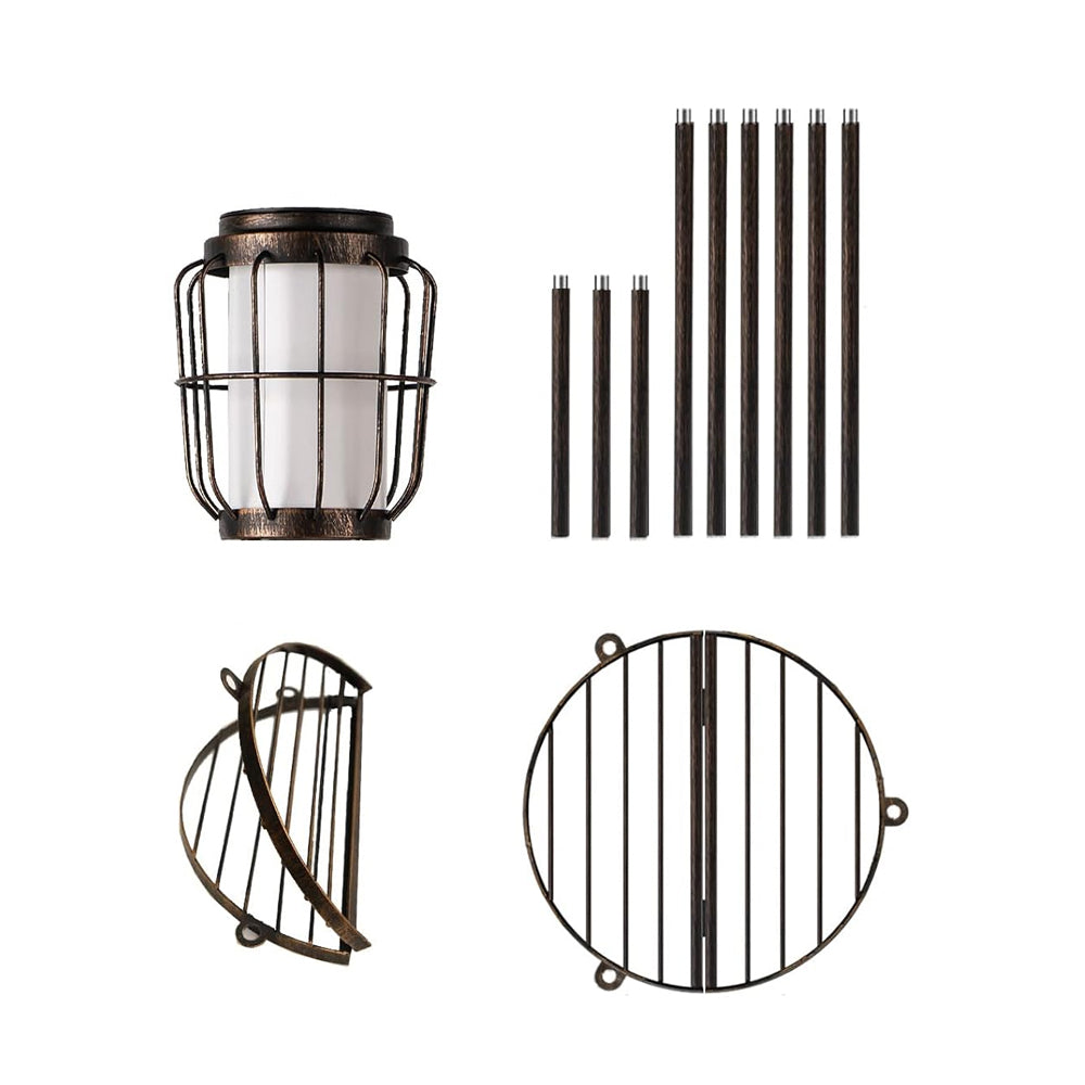 Metal Solar Floor Lamp Outdoor with Plant Stand