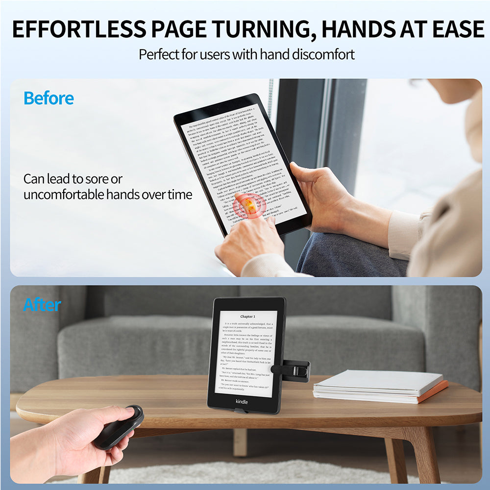 Wireless Page Turner for Kindle Tablets with Selfie Shutter Stand Function