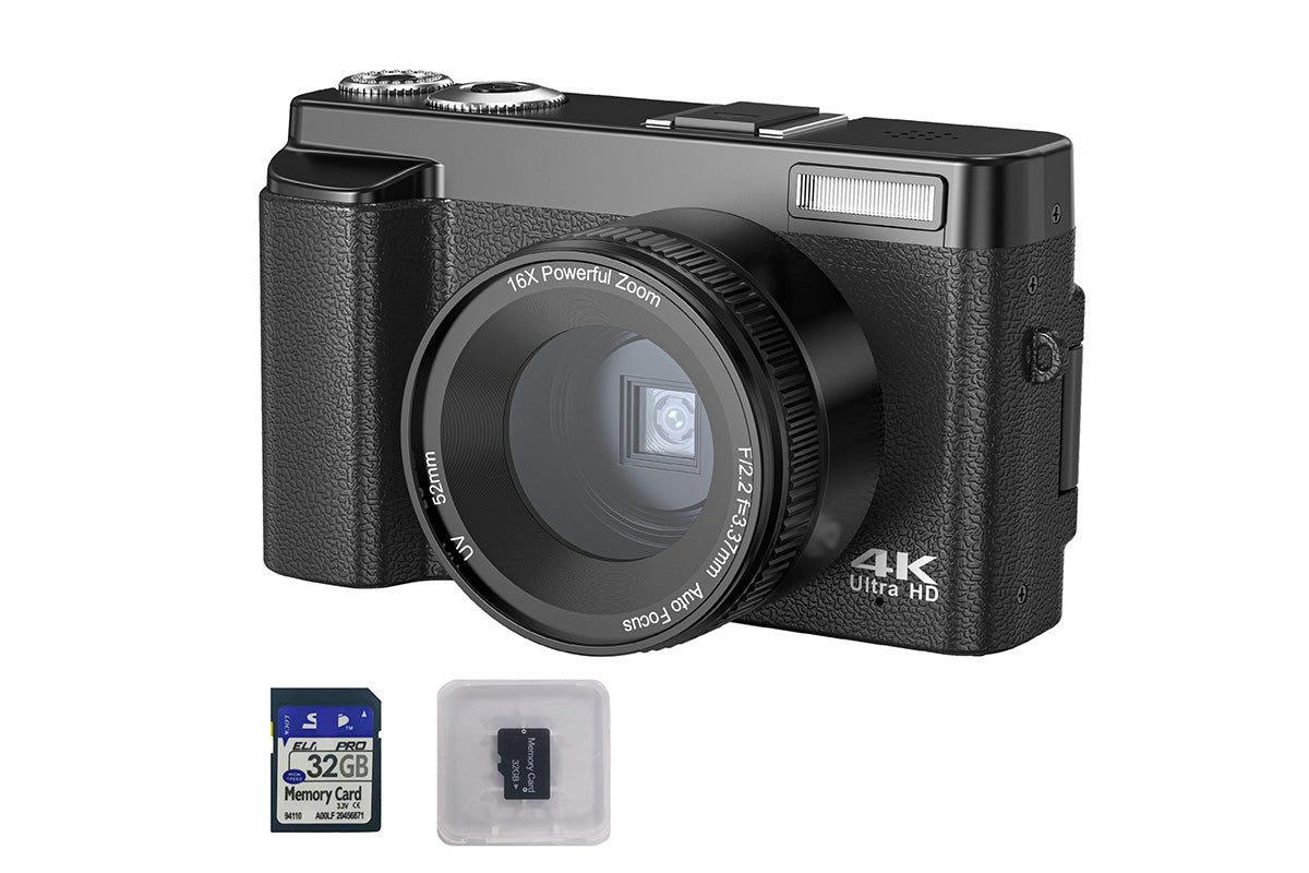 4K Digital Camera 180 Degree Flip Screen 16X Zoom 48MP Autofocus for Outdoor Photography