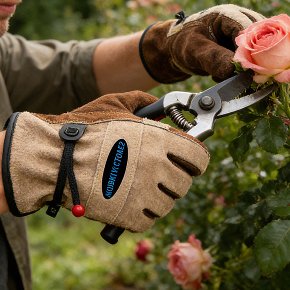 Leather Work Gloves for Men Women Gardening Construction Farm Ranch Work